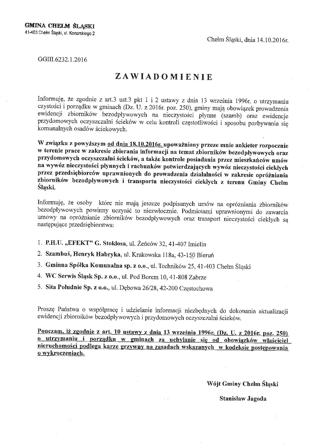 zawiadomienie