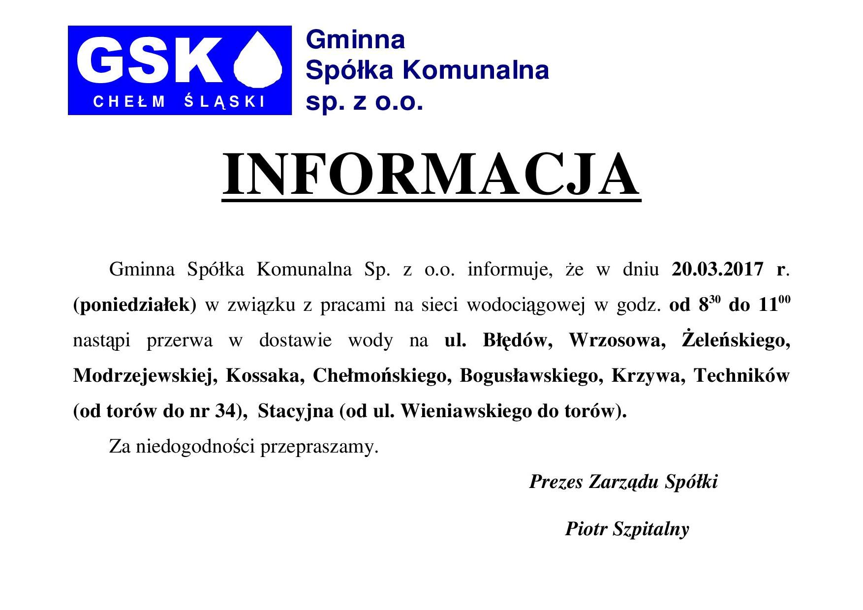 info brak wody