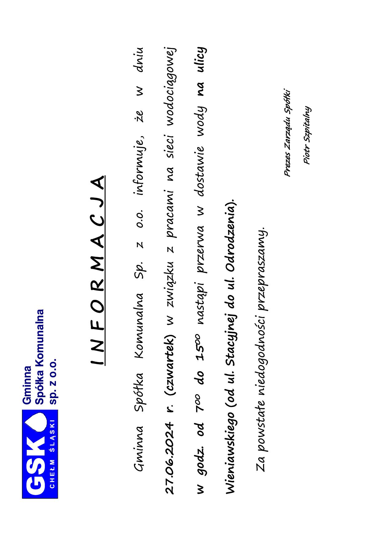 Informacja - info brak wodyy 27.06.2024 pdf