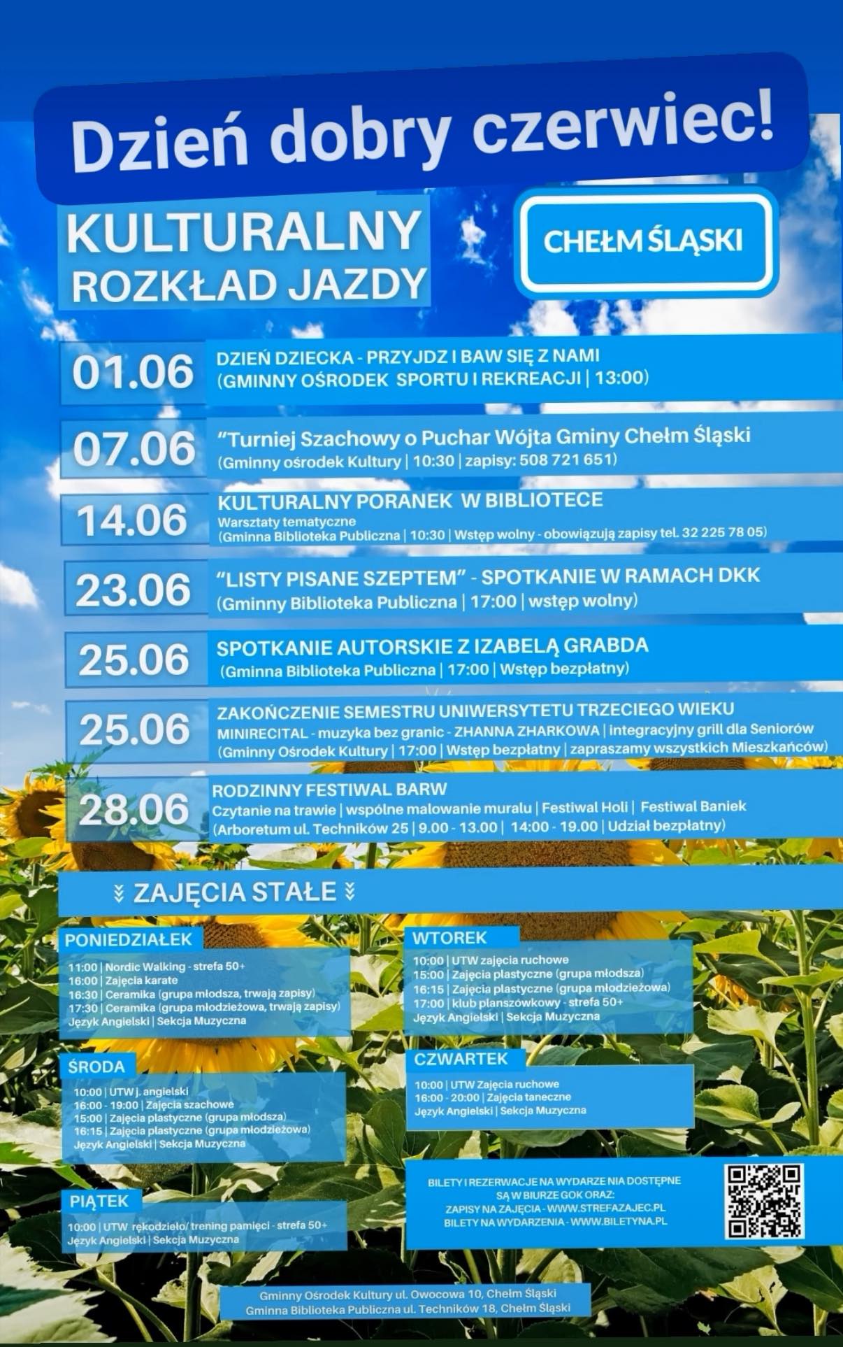 plakat promujący wydarzenia organizowane przez GOK 