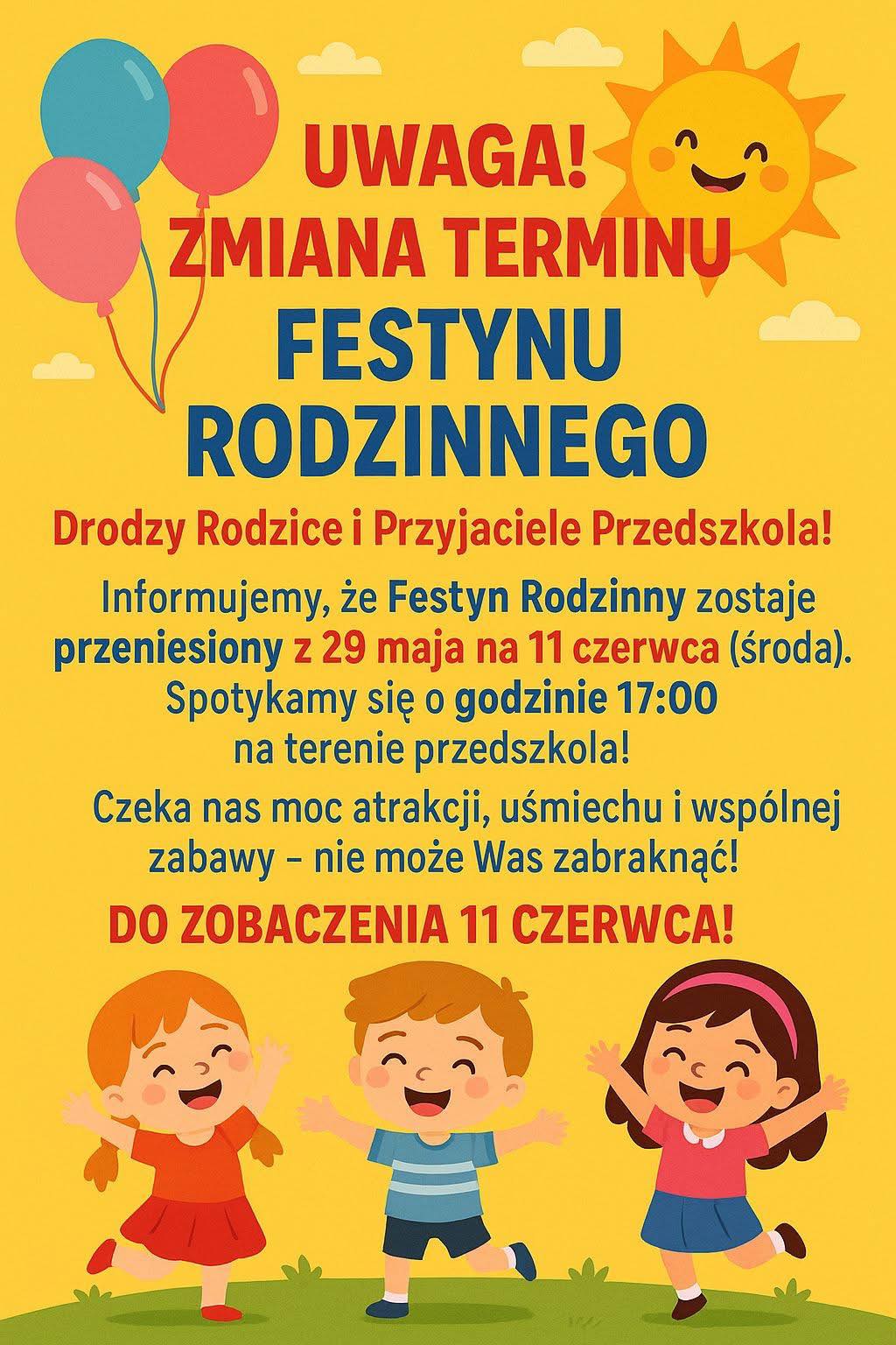 Kolorowy plakat animacyjny zapraszający na Piknik 