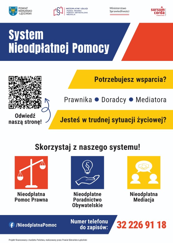 Plakat promujący pomoc prawną